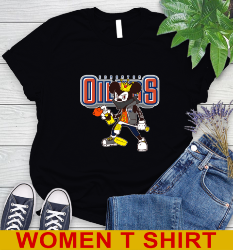 Edmonton Oilers NHL Hockey Mickey Peace Sign Sports Women's T-Shirt 2