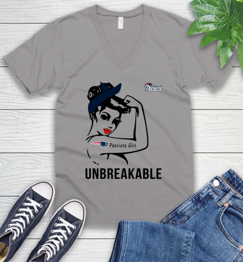 NFL New England Patriots Girl Unbreakable Football Sports V-Neck T-Shirt 2
