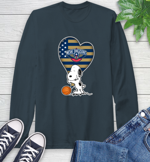 New Orleans Pelicans NBA Basketball The Peanuts Movie Adorable Snoopy Long Sleeve T-Shirt 8