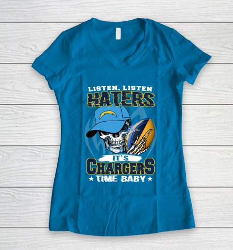 Listen Haters It is CHARGERS Time Baby NFL Women's V-Neck T-Shirt 5