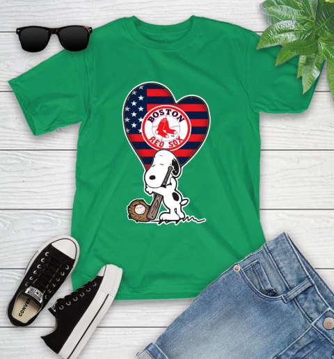 Boston Red Sox MLB Baseball The Peanuts Movie Adorable Snoopy Youth T-Shirt 6