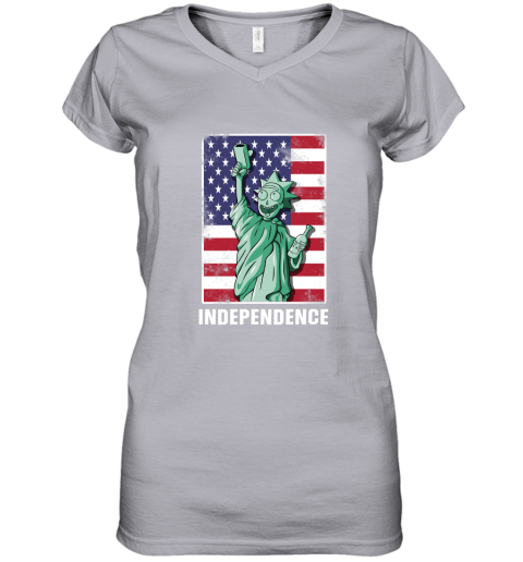 bceu rick and morty statue of liberty independence day 4th of july shirts women v neck t shirt 39 front sport grey