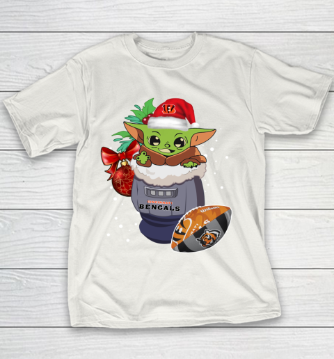 Cincinnati Bengals Christmas Baby Yoda Star Wars Funny Happy NFL Youth T-Shirt 3