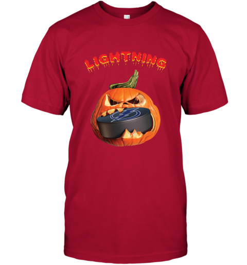 NHL Tampa Bay Lightning Halloween Pumpkin Hockey Sports p1OkpjSMEvq classic t shirt 2 95 151514 front red