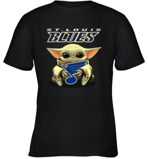 Baby Yoda Hugs The St. Louis Blues Ice Hockey Youth T-Shirt