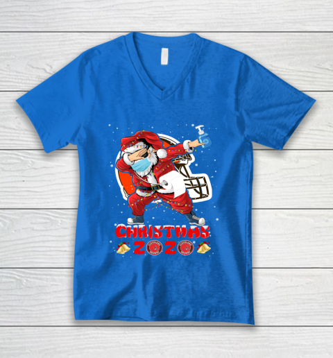 Cleveland Browns Funny Santa Claus Dabbing Christmas 2020 NFL V-Neck T-Shirt 5