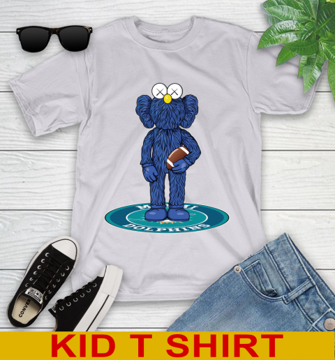 NFL Football Miami Dolphins Kaws Bff Blue Figure Shirt Youth T-Shirt 5
