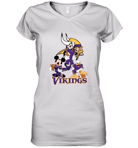 Mickey Donald Goofy The Three Minnesota Vikings Football Shirts Women's V-Neck T-Shirt