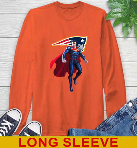 NFL Superman DC Sports Football New England Patriots Long Sleeve T-Shirt 5