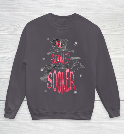 Oklahoma Sooners Christmas Snowman Youth Sweatshirt 5