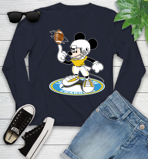 NFL Football Los Angeles Chargers Cheerful Mickey Disney Shirt Youth Long Sleeve 4 NFL Football Los Angeles Chargers Cheerful Mickey Disney Shirt Youth Long Sleeve - Image 4