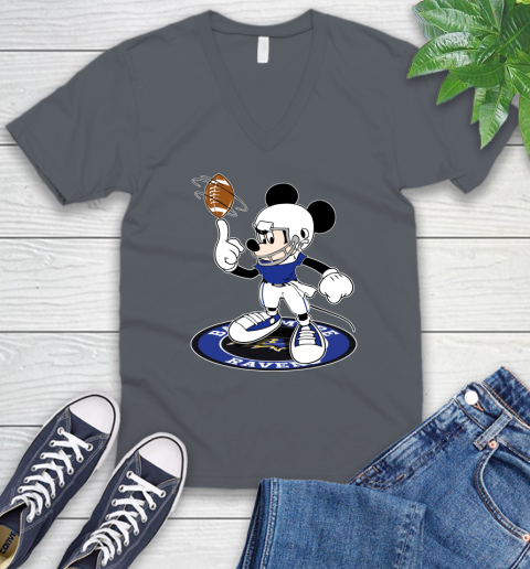 NFL Football Baltimore Ravens Cheerful Mickey Disney Shirt V-Neck T-Shirt 5