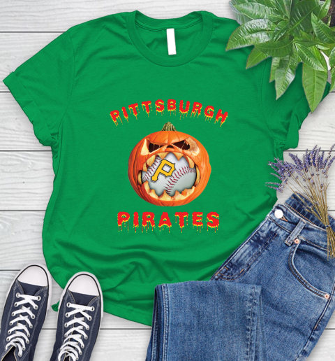 MLB Pittsburgh Pirates Halloween Pumpkin Baseball Sports Women's T-Shirt 6