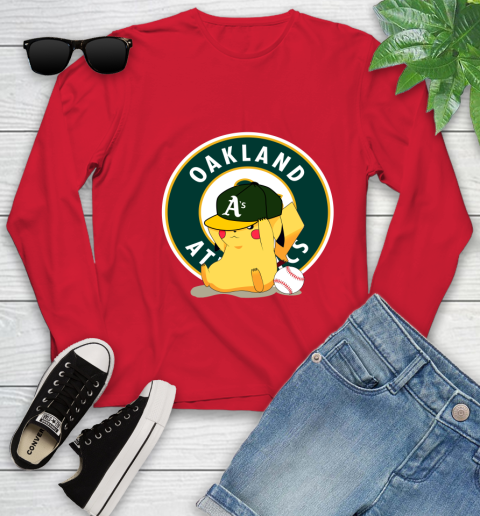 MLB Pikachu Baseball Sports Oakland Athletics Youth Long Sleeve 11
