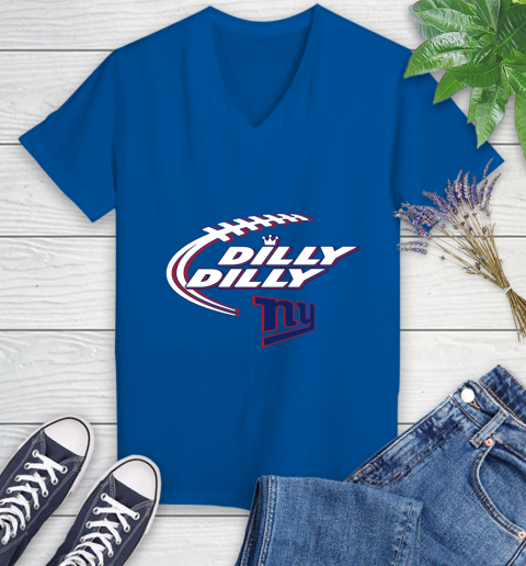 NFL New York Giants Dilly Dilly Football Sports Women's V-Neck T-Shirt 10