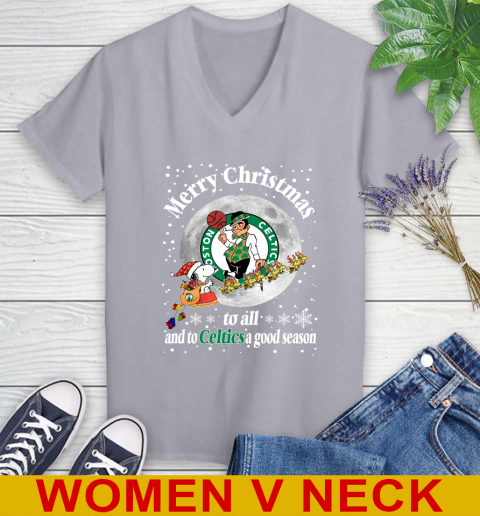 Boston Celtics Merry Christmas To All And To Celtics A Good Season NBA Basketball Sports Women's V-Neck T-Shirt 4