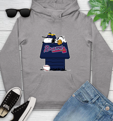 MLB Atlanta Braves Snoopy Woodstock The Peanuts Movie Baseball T Shirt Youth Hoodie 6
