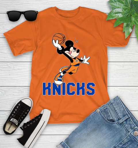 NBA Basketball New York Knicks Cheerful Mickey Mouse Shirt Youth T-Shirt 7