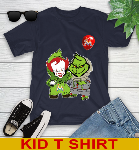 Baby Pennywise Grinch Christmas MLB Baseball Miami Marlins Youth T-Shirt 3