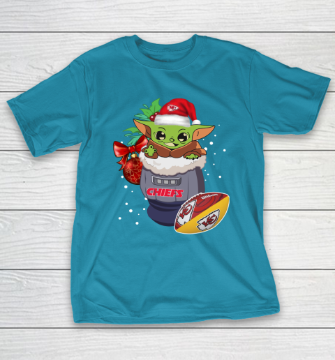 Kansas City Chiefs Christmas Baby Yoda Star Wars Funny Happy NFL T-Shirt 8