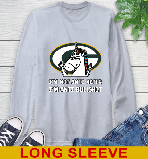 Green Bay Packers NFL Football Unicorn I'm Not Anti Hater I'm Anti Bullshit Long Sleeve T-Shirt 6