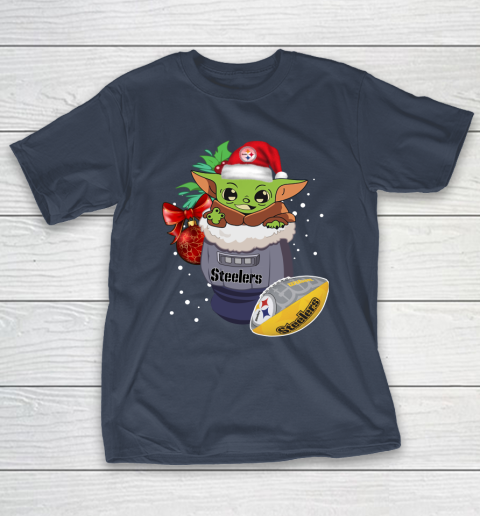 Pittsburgh Steelers Christmas Baby Yoda Star Wars Funny Happy NFL T-Shirt 5
