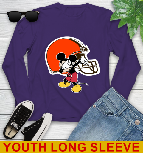 Cleveland Browns NFL Football Dabbing Mickey Disney Sports Youth Long Sleeve 5