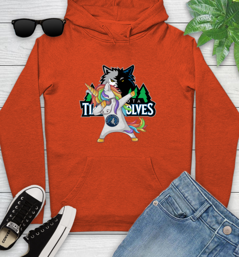 Minnesota Timberwolves NBA Basketball Funny Unicorn Dabbing Sports Youth Hoodie 5