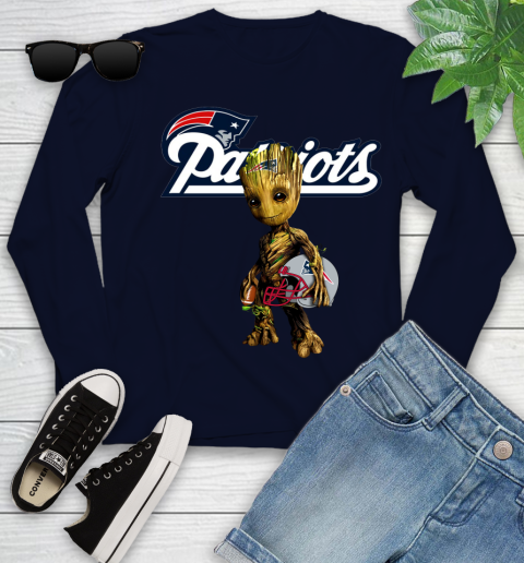 New England Patriots NFL Football Groot Marvel Guardians Of The Galaxy Youth Long Sleeve 3