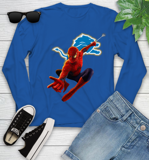 NFL Spider Man Avengers Endgame Football Detroit Lions Youth Long Sleeve 9