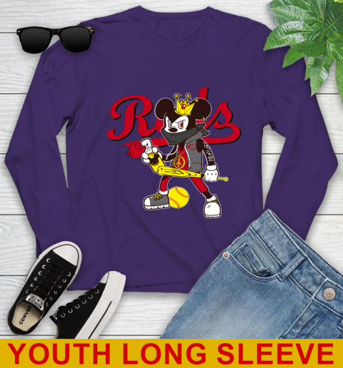 Cincinnati Reds MLB Baseball Mickey Peace Sign Sports Youth Long Sleeve 5