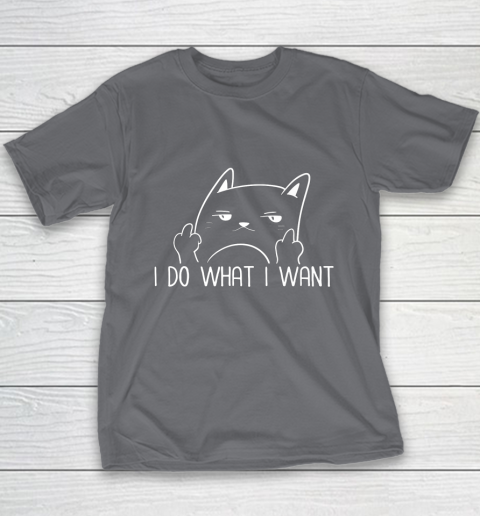 I Do What I Want Funny Adult Humour Cat Middle Finger Meme Youth T-Shirt 5