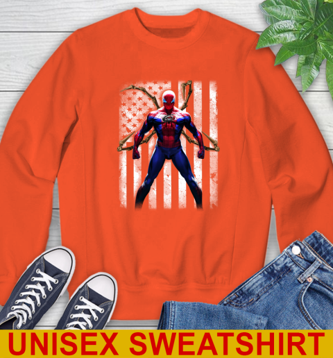 NHL Hockey Carolina Hurricanes Spider Man Avengers Marvel American Flag Shirt Sweatshirt 3