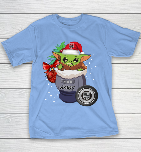 Los Angeles Kings Christmas Baby Yoda Star Wars Funny Happy NHL Youth T-Shirt 10
