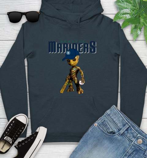 MLB Seattle Mariners Groot Guardians Of The Galaxy Baseball Youth Hoodie 8