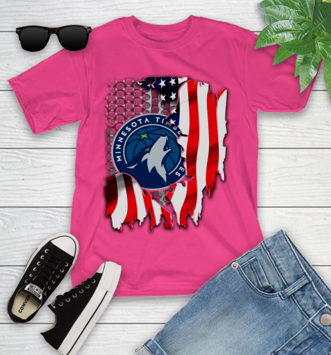 Minnesota Timberwolves NBA Basketball American Flag Youth T-Shirt 11