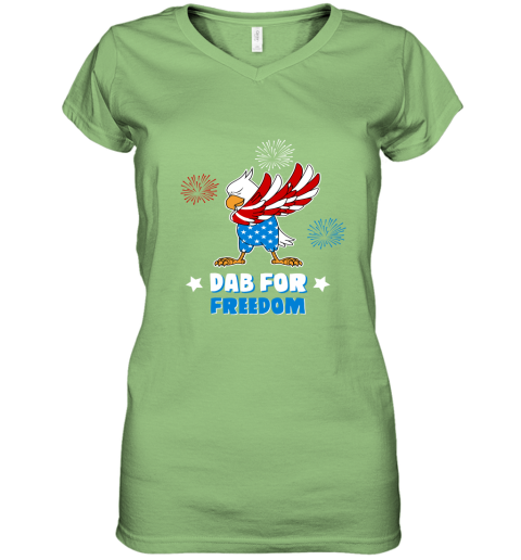 Bald Eagle American Dab For Freedom 4th Of July Women's V-Neck T-Shirt