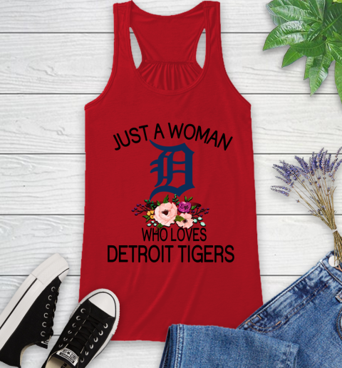 MLB Just A Woman Who Loves Detroit Tigers Baseball Sports Racerback Tank 4