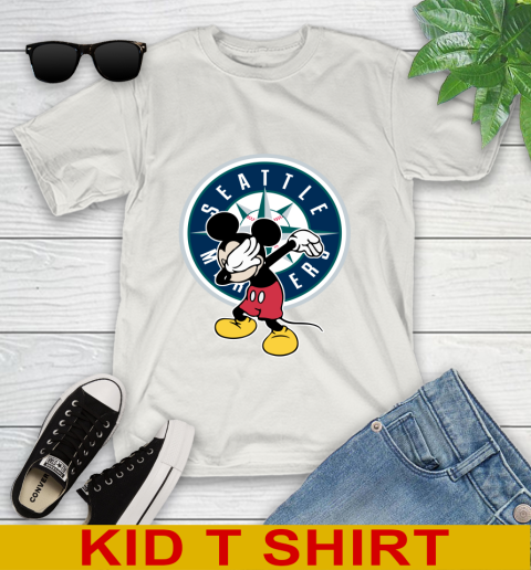 Seattle Mariners MLB Baseball Dabbing Mickey Disney Sports Youth T-Shirt 12