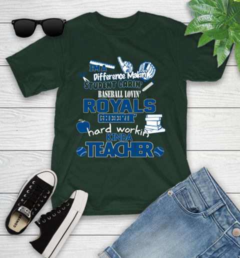Kansas City Royals MLB I'm A Difference Making Student Caring Baseball Loving Kinda Teacher Youth T-Shirt 5