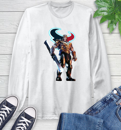 NFL Thanos Gauntlet Avengers Endgame Football Houston Texans Long Sleeve T-Shirt