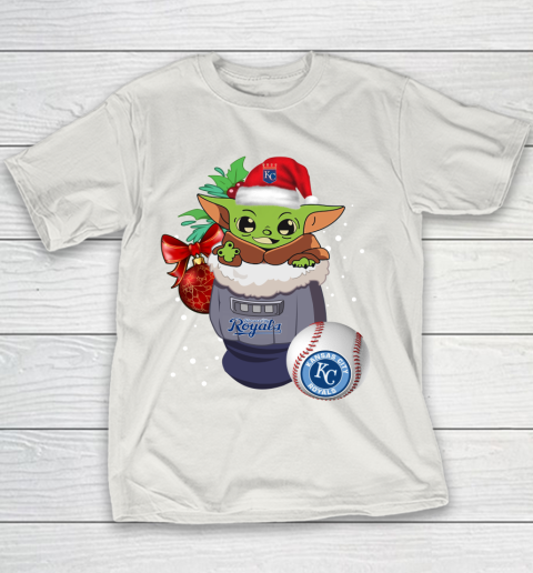Kansas City Royals Christmas Baby Yoda Star Wars Funny Happy MLB Youth T-Shirt 11