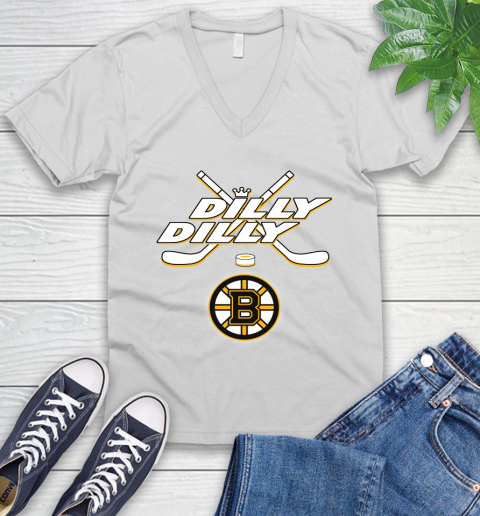 NHL Boston Bruins Dilly Dilly Hockey Sports V-Neck T-Shirt