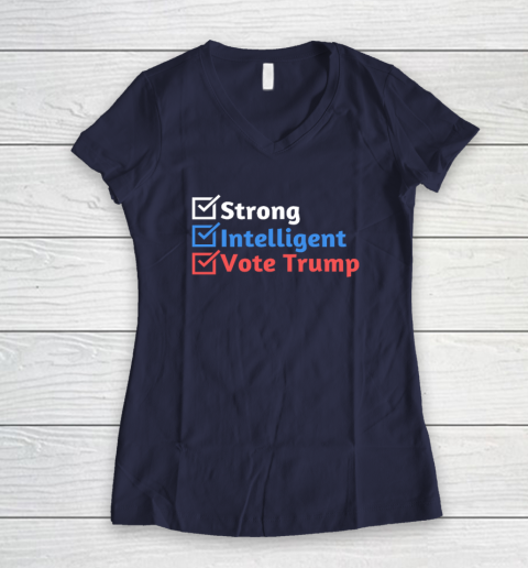 Strong Intelligent Women for Trump Girl MAGA Checklist Women's V-Neck T-Shirt 7