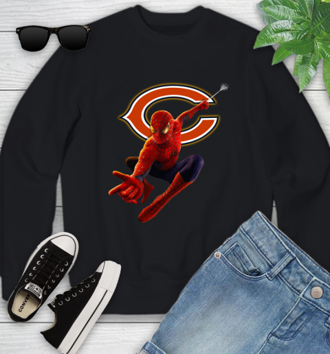 NFL Spider Man Avengers Endgame Football Chicago Bears Youth Sweatshirt 2