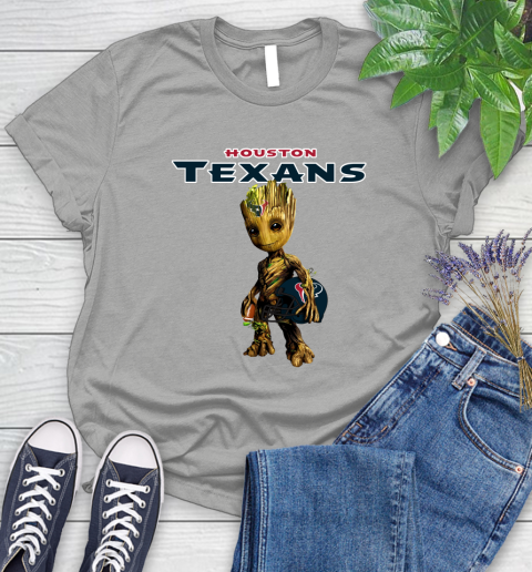 Houston Texans NFL Football Groot Marvel Guardians Of The Galaxy Women's T-Shirt 10