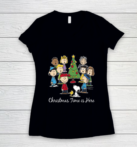 Peanuts Christmas Time is Here Women's V-Neck T-Shirt