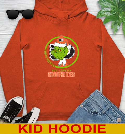 Philadelphia Flyers NHL Christmas Grinch I Hate People But I Love My Favorite Hockey Team Youth Hoodie 5