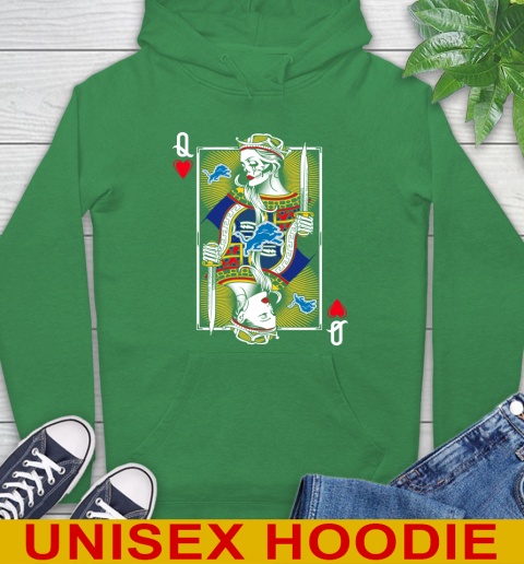 NFL Football Detroit Lions The Queen Of Hearts Card Shirt Hoodie 8