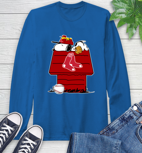 MLB Boston Red Sox Snoopy Woodstock The Peanuts Movie Baseball T Shirt Long Sleeve T-Shirt 9